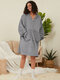 Women Solid Color Half Zip Fleece Lined Warm Oversized Blanket Hoodie - Gray