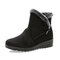 Winter Zipper Wedge Heel Keep Warm Ankle Snow Boots For Women - Black