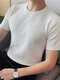 T-shirt casual da uomo con girocollo testurizzato Collo - bianca