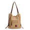 Women Multi-carry Casual Canvas Handbag Shoulder Bag Satchel Backpack - Khaki