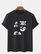 Mens Cute Panda Slogan Print 100% Cotton Short Sleeve T-Shirts - Black