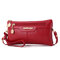 Women Faux Leather Crossbody Bags Solid Leisure Clutch Bags Multi-slot Phone Bags Wallet - Wine Red