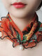 Vintage Elegant Artificial Pearl Pendant Crimping Printed Multifunctional Dacron Highly Elastic Scarf Necklace - #12