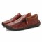 Menico Large Size Men Classic Hand Stitching Comfy Soft Slip On Casual Leather Shoes - Red Brown