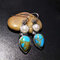 Boucles d'oreilles vintage en métal perle turquoise boucles d'oreilles pendantes géométriques goutte d'eau turquoise - Bleu
