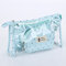 3Pcs PVC Transparent Candy Color Cosmetic Bag Travel Organizer Storage Bag - Blue