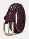 JASSY 105-125cm Men's Leather Handwoven Vintage Casual Pin Buckle Hollow Belt - Wine Red