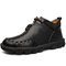 Menico Men Hand Stitching Cow Leather Non Slip Soft Sole Casual Boots - Black