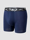 Men Cotton Camo Patchwork Legging Breathable U Convex Elastic Boxers Brief - Navy