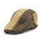 Mens Pure Cotton Patchwork Colors Beret Caps Casual Adjustable Visor Forward Hats - Army Green