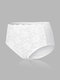 Plus Size Women Flowery Lace Spliced See Through Panties - White