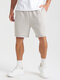 Hombres Geométrico Patrón Texturizado Preppy Mid longitud Pantalones cortos con cordón - Caqui