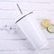Taza de acero inoxidable estilo Ins de 500ML Taza de paja portátil Taza de café de doble vacío para el hogar y la oficina  - Blanco