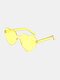 Women PC Heart-shaped Tinted One-piece Lens Anti-UV Decorative Sunglasses - Yellow