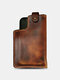 Vintage Genuine Leather EDC Stitch Detail Waist Bag 6.5 Inch Phone Bag Multifunction Bag - Brown