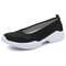 Women Casual Sports Flax Light Slip On Platform Sneakers - Black2