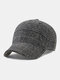 Men Felt Britsh Style Plaid Patchwork Color All-Match Daily Warm Baseball Hat - Gray