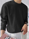 Mens Casual Solid Color Long-sleeved T-Shirts - Black