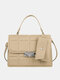 2 PCS Women Faux Leather Multi-Carry Large Capacity Tote Handbag Fashion Phone Bag Shoulder Bag - Khaki