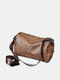 Men Vintage Large Capacity Crossbody Bag Faux Leather Multifunction Shoulder Bag - Khaki