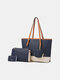 Women 4PCS PU Coin Purse Multi-pocket Large Capacity Laptop Bag Briefcase Business Handbag Crossbody Bag Tote - Blue