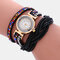 Strass vintage fluorescente multi-camada Watch Metal Colorful Quartzo tecido à mão com diamante Watch - 13
