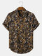 Mens All Over Abstract Floral Print Short Sleeve Shirt With Pocket - Black