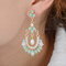Retro Style Flower Ear Drop Water Drop Rhinestone Earrings For Elegant Women - Green