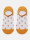 Women Cotton Glass Silk Polka Dot Pattern Fashion Thin Socks - Yellow