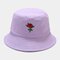 Women & Men Cotton Rosette Embroidery Bucket Hat - Purple