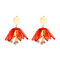 Statement Dangle Earrings Rhinestone Flower Tassel Piercing Stud Chandelier Earrings for Women - Red