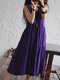 Casual Loose Women Solid Color Sleeveless Dresses - Dark Purple