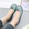 Women Bowknot Genuine Leather Soft Sole Bowknot Casual Flat Shoes - Blue