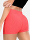 Women V-Waist Plain Elastic Sports Yoga Biking Shorts - Red