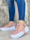 Large Size Women Casual Fashion Hasp Comfy Platform Sneakers - Pink