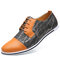 Large Size Men Cap Toe Color Blocking Lace Up Casual Oxfords - Yellow