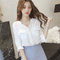 Hong Kong-flavored Shirt Small Fresh White Shirt Female New Fairy Fan Design Sense Of Small Lining Clothes - White