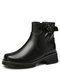 Women Casual Round Toe Side-zip Comfortable Platform Short Boots - Black