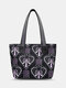 Women Nylon Calico Floral Feather Pattern Printed Shoulder Bag Handbag Tote - 2