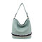 Women PU Leather Bucket Bag Large Capacity Tote Handbag Casual Shoulder Bag - Green