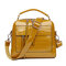 Patent Leather Crocodile Pattern Handbag Shell Solid Leisure Crossbody Bag - Yellow
