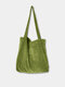Retro Corduroy Large Capacity Tote Handbag - Light Green