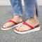 Women's Plus Size Summer Comfort Breathable Flip-Flops Casual Slippers - Red