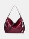 Women Retro Large Capacity Handbag Shoulder Bag Tote - Wine Red