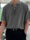 Mens Knit Quarter Zip Casual Manga Curta Golf Camisa - cinzento