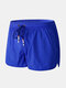 Men Swim Trunks with Compression Liner Drawstring Surfing Running Quick Drying Mini Shorts - Royal Blue