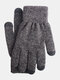 Men Color Mixing Knitted Plus Velvet Cold Proof Warmth Touch Screen Full-finger Gloves - Black Gray