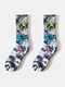1PC Men Cotton Tie-dye Skull Pattern Fashion Sport Skateboard Anti-slip Plus Size Stockings Tube Socks - Black