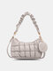 Women Faux Leather Fashion Solid Color Lattice Pattern Crossbody Bag Handbag - White