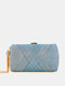 Women Satin Fashion Tassel Discoloration Beautiful Flashing Handbag Dinner Bag - Blue